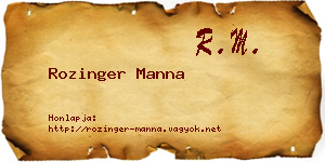 Rozinger Manna névjegykártya